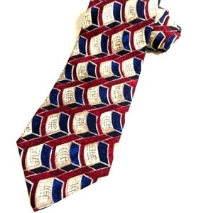 Men's Vintage 100% Silk Tie Checkered Abstract Motif by Cluett